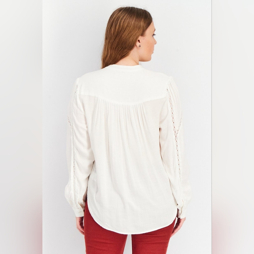 Lucky Brand Lace Front Feminine Classic Ivory Cream Button Down Shirt - XL NWT - Picture 11 of 14